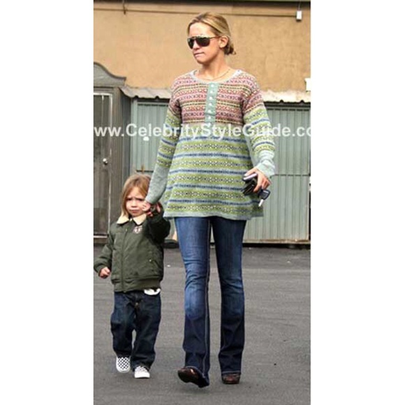 FREE PEOPLE vintage Fair Isle Henley Sweater Sage Green XS - Picture 2 of 9